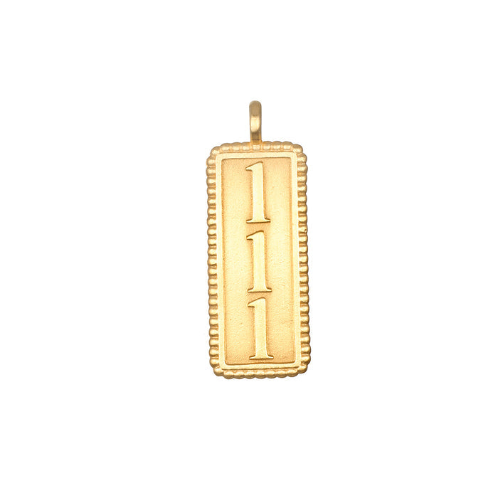 Manifest Intention Angel Number 111 Charm featuring the engraved number 111, symbolizing manifestation and new beginnings. This spiritual jewelry acts as a meaningful talisman for meditation, protection, and personal growth, ideal for yoga and mindfulness practices.