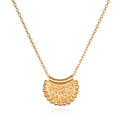 Mini Mandala Necklace designed with intricate details, perfect for those interested in spiritual jewelry and meditation gifts. This pendant symbolizes meaningful aspects of life such as manifestation and protection, ideal for yoga enthusiasts and those seeking a sacred amulet.