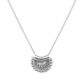 Mini Mandala Silver Necklace showcasing a beautifully crafted mandala pendant, symbolizing spiritual harmony and protection. Ideal for meditation and wearing as a talisman, this elegant jewelry piece reflects meaningful charm for manifestation, enhancing yoga practices and zodiac beliefs.