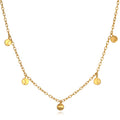 Moon Phases of Femininity Gold Choker showcasing delicate moon charms, a perfect piece of spiritual jewelry for those seeking meditation gifts. This choker symbolizes feminine energy and growth, making it a meaningful accessory for yoga enthusiasts and anyone focused on manifestation and sacred symbolism.