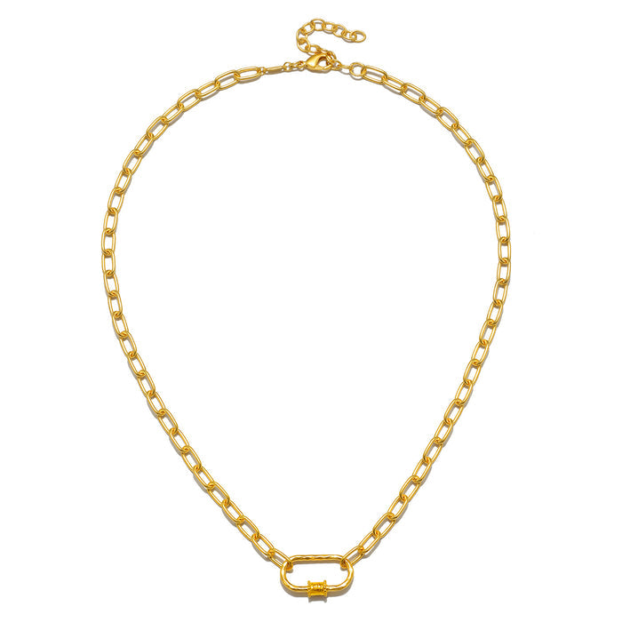 New Beginnings Lotus Charm Holder Necklace displayed on a white background, showcasing its elegant chain-link design. This spiritual jewelry piece symbolizes new beginnings and transformation, perfect for meditation and meaningful manifestations in your life.