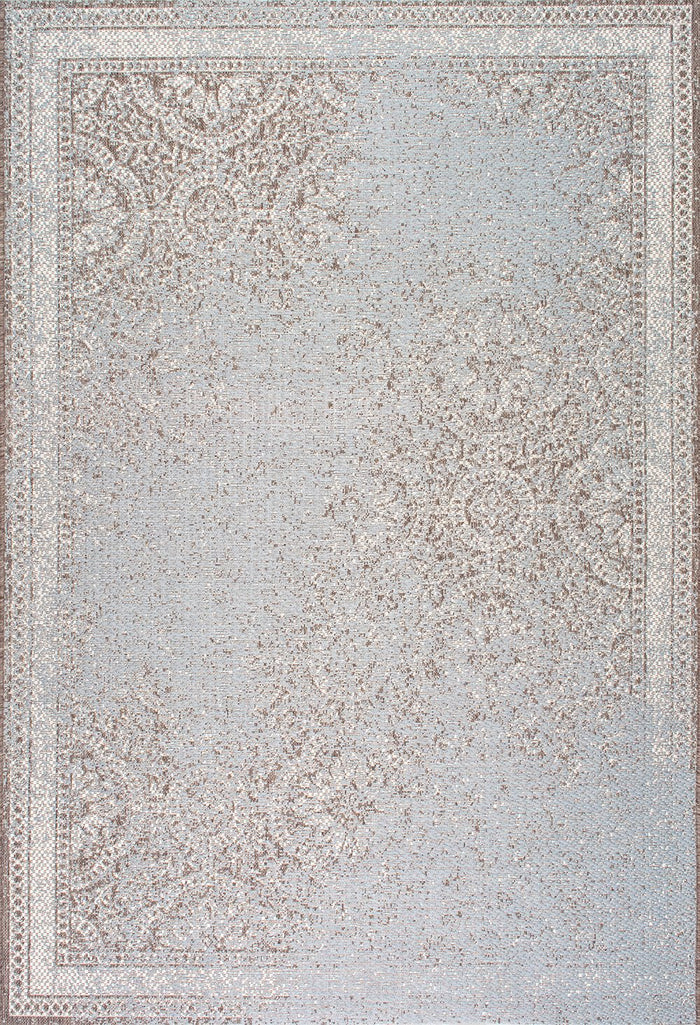 Nuloom Rugs - Camelia Distressed Floral Outdoor - Ivory