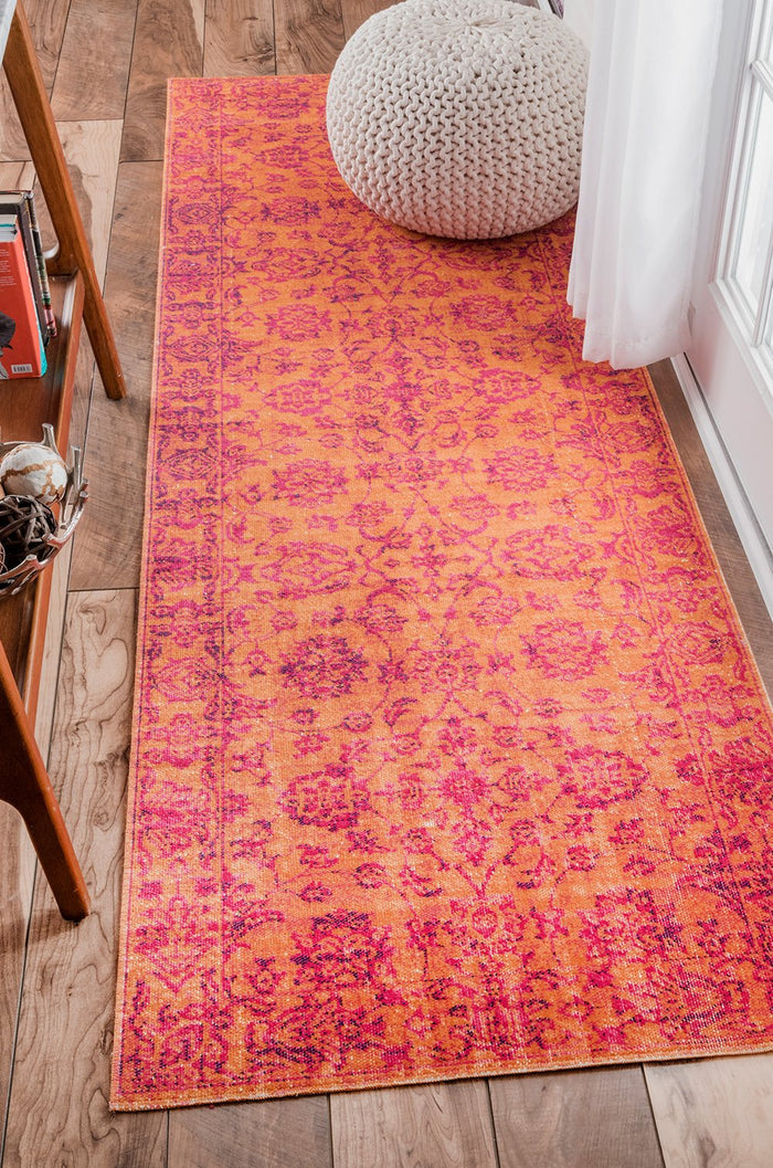nuLOOM Rugs - Distressed Floral Fiona - Orange