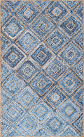 Nuloom Rugs - Hand Braided Diamonds Rima Jute  - Blue
