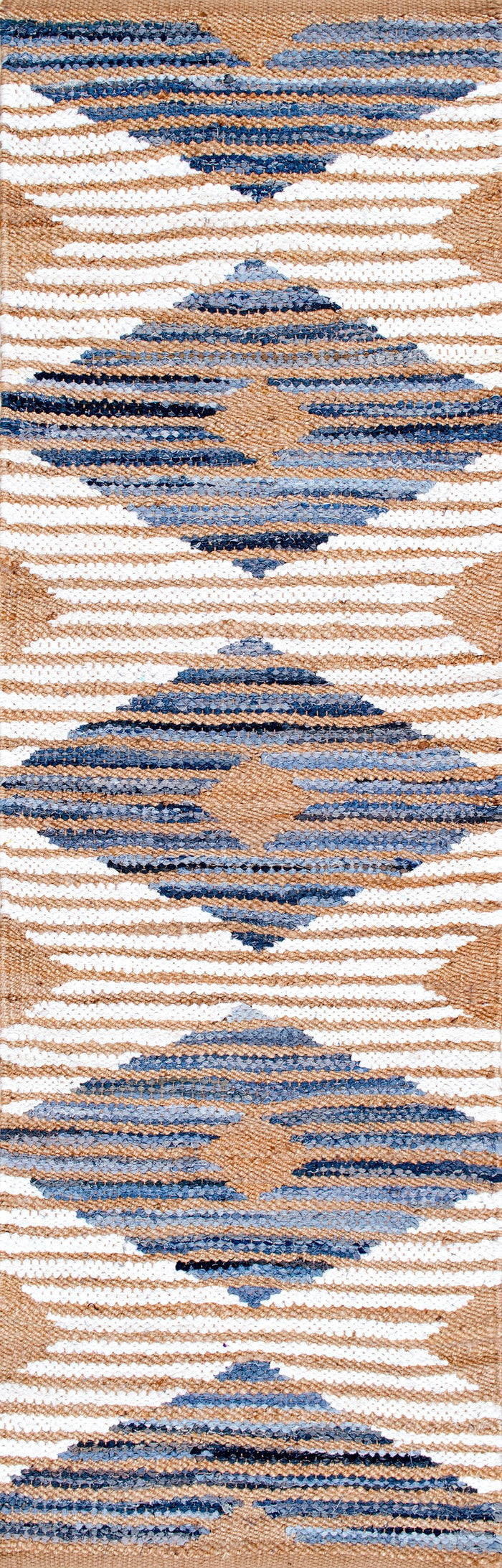 nuLOOM Rugs - Hand Braided Marla Denim And Jute Diamonds - Ivory