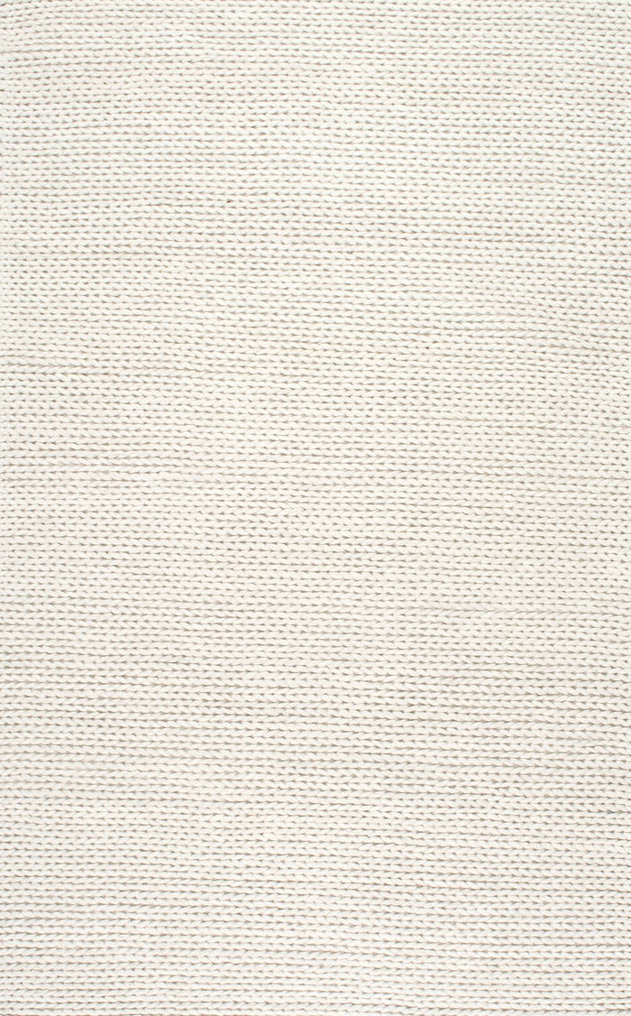 nuLOOM Rugs - Hand Woven Chunky Woolen Cable Rug - White