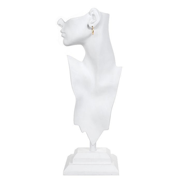 Stylized display of a pair of Open to Possibilities Earrings on a sculptural bust. These earrings serve as a sacred piece of spiritual jewelry, embodying meaning and connection, suitable for mindfulness and chakra balancing.