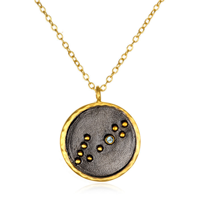 Pisces Zodiac Necklace featuring a gold-plated pendant designed with a unique zodiac constellation, ideal for spiritual jewelry and meditation gifts that support meaning and manifestation.