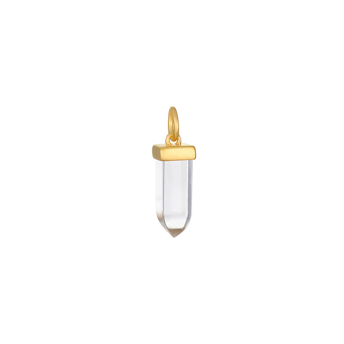 Protect Your Energy Crystal Dagger Charm featuring a smooth quartz dagger accented with an 18kt gold plate, perfect for spiritual jewelry. This elegant piece symbolizes protection and balance, making it ideal for meditation, yoga, and meaningful manifestations. Enhance your zodiac rituals and add it as a talisman to your malas for a deeper connection to the sun and moon.