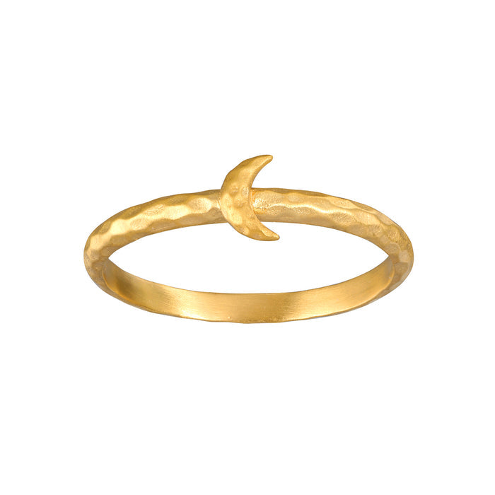 Gold-toned bangle ring with a crescent moon-shaped detail on top.