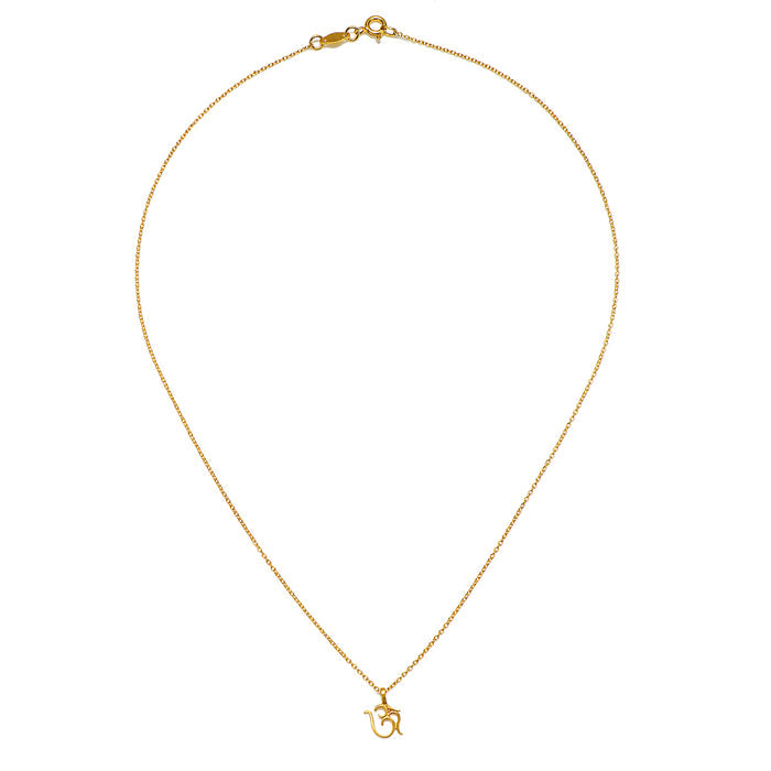 Close-up of the Sacred Om Necklace highlighting the elegant chain and Om pendant, embodying the spiritual essence of protection and meaningful meditation. Ideal for yoga practitioners and those interested in the symbolism of the sun, moon, and malas for manifestation.
