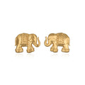 Sacred Shelter Earrings featuring two 18k gold plate elephants, symbolizing strength and good fortune, ideal for spiritual jewelry and meditation gifts, reflecting meaningful and protective qualities.