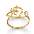 The Sacred Sounds Om Ring is beautifully designed with an adjustable 18kt gold plated band and adorned with a white topaz, making it a perfect piece of spiritual jewelry. This symbolic ring reflects the sacred Om mantra, ideal for meditation gifts and yoga enthusiasts, offering meaningful protection and connection to one's zodiac energy.