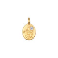 Sacred Sounds Om White Topaz Charm featuring a beautifully engraved Om symbol in 18kt gold plate, enhanced with a white topaz stone, perfect for spiritual jewelry, meditation, and as a meaningful charm for protection and manifestation.