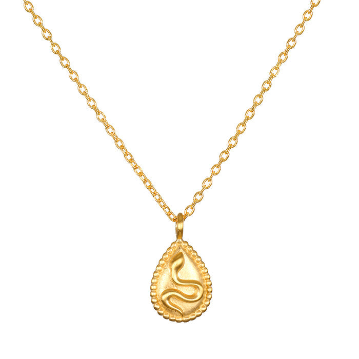 Shifting Consciousness Snake Necklace, an 18kt gold plated pendant featuring a delicate snake design; perfect for spiritual jewelry and meditation practices. This necklace embodies renewal and meaning, making it a great talisman for manifestation, protection, and yoga.
