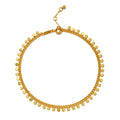 Gold-toned chain anklet with small coin charms dangling along the length and adjustable clasp.