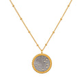 Shine in Sisterhood Constellation Necklace featuring a stunning 18kt gold plated pendant with seven stars of pyrite, perfect for spiritual jewelry lovers. This necklace embodies meditation, serving as a meaningful talisman inspired by the Pleiades constellation, ideal for your yoga practice and manifestation journey.