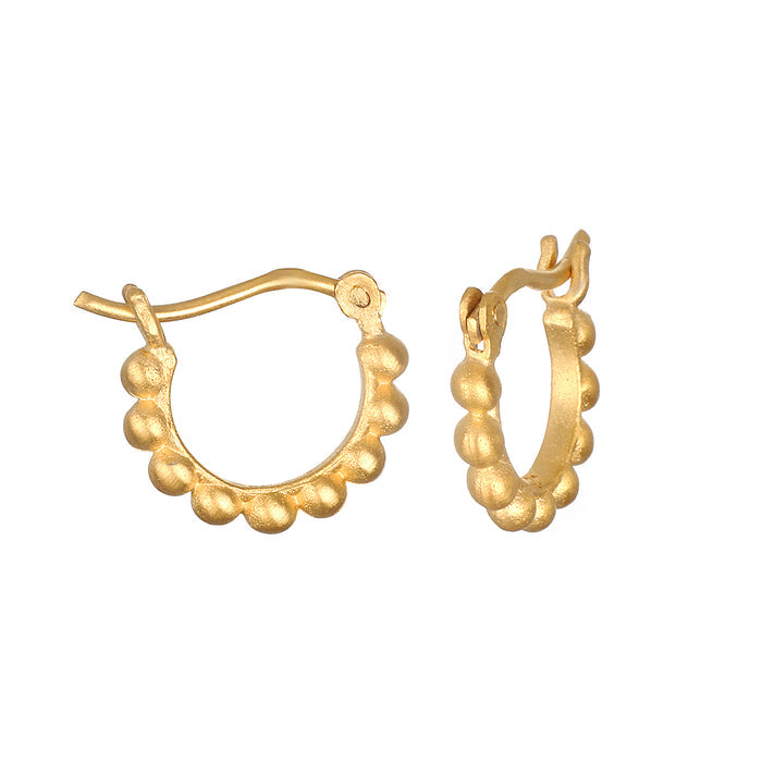 Simple Treasure Dot Hoop Gold Earrings featuring tiny beads, ideal spiritual jewelry for enhancing inspiration and gratitude. Perfect for meditation and yoga, this meaningful design serves as a charm to elevate your style and spirit.