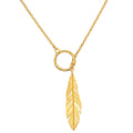 Spiritual Messenger Feather Lariat Necklace showcased on a white background, symbolizing connection and guidance, perfect for meditation and spiritual practices. Ideal as a talisman for meaningful manifestation. Fits beautifully into any spiritual jewelry collection, reflecting your love for yoga and zodiac meanings.