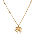 Stand in Strength Elephant Necklace featuring an elegant elephant pendant, symbolizing strength, wisdom, and good fortune. This spiritual jewelry piece is perfect for meditation gifts and resonates with meaningful mantras in yoga practice. Its protective and sacred design makes it an ideal amulet, embodying the essence of manifestation and zodiac significance.