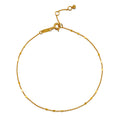 The Step Into Light Shimmering Chain Anklet features an elegant design with a delicate cable chain and flat coin detail, showcasing the beauty of spiritual jewelry for meaningful meditation and protection, perfect for manifesting intentions in yoga.