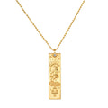 A stunning gold necklace featuring the Story of Libra Zodiac design, showcasing the air sign Libra with an elegant engraving and a white topaz stone. This spiritual jewelry piece is a meaningful talisman for yoga and meditation, embodying qualities of harmony and balance as represented by Libra in the zodiac.