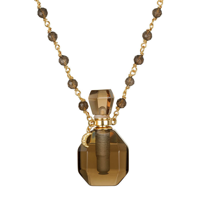 Taryn Truly Carry Peace Smoky Quartz Bottle Necklace