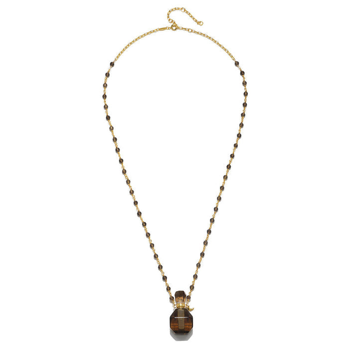Taryn Truly Carry Peace Smoky Quartz Bottle Necklace