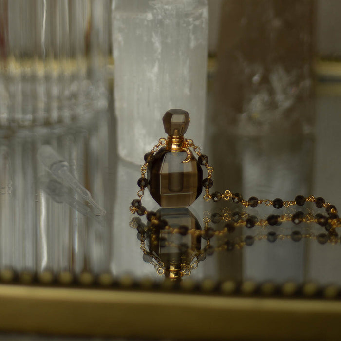 Taryn Truly Carry Peace Smoky Quartz Bottle Necklace