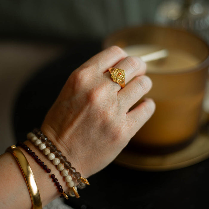Taryn Truly Protect Your Peace Citrine Shield Ring