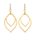 Transformed by Light Lotus Linear Earrings showcasing hammered 18kt gold plating, ideal for spiritual jewelry enthusiasts. These elegant earrings embody the meaning of transformation and new beginnings, perfect for meditation and manifestation practices.