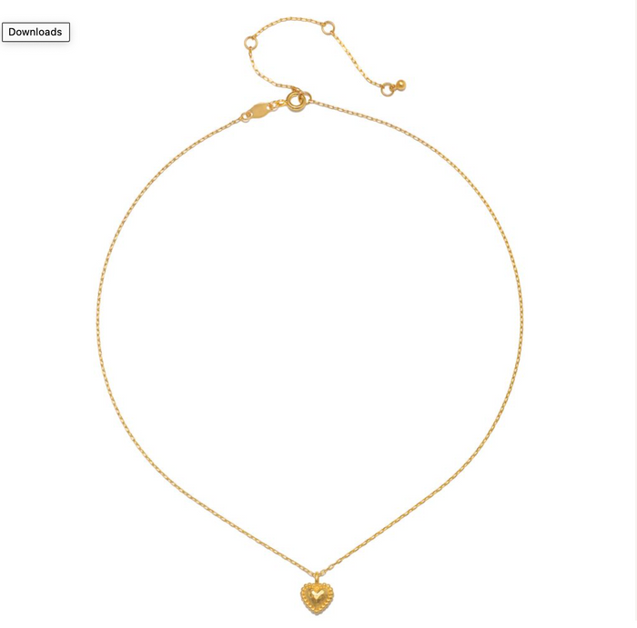 True Heart Gold Pendant Necklace displayed flat, highlighting its intricate design and 18kt gold plating, making it a beautiful addition to spiritual jewelry for manifestation and protection.