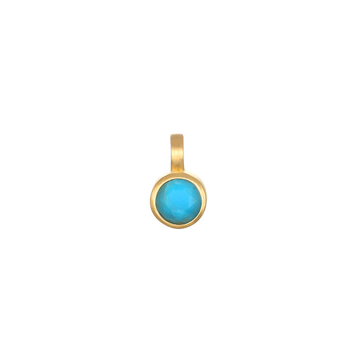 Turquoise Bezel Charm showcasing a vibrant turquoise stone set in a gold-plated bezel, perfect for spiritual jewelry enthusiasts seeking meaningful talismans for meditation and manifestation.