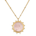Unlimited Compassion Rose Quartz Gemstone Necklace featuring a stunning rose quartz pendant set in gold, perfect for spiritual jewelry and meditation, representing unconditional love and protection, ideal for yoga enthusiasts and those interested in meaningful manifestation.
