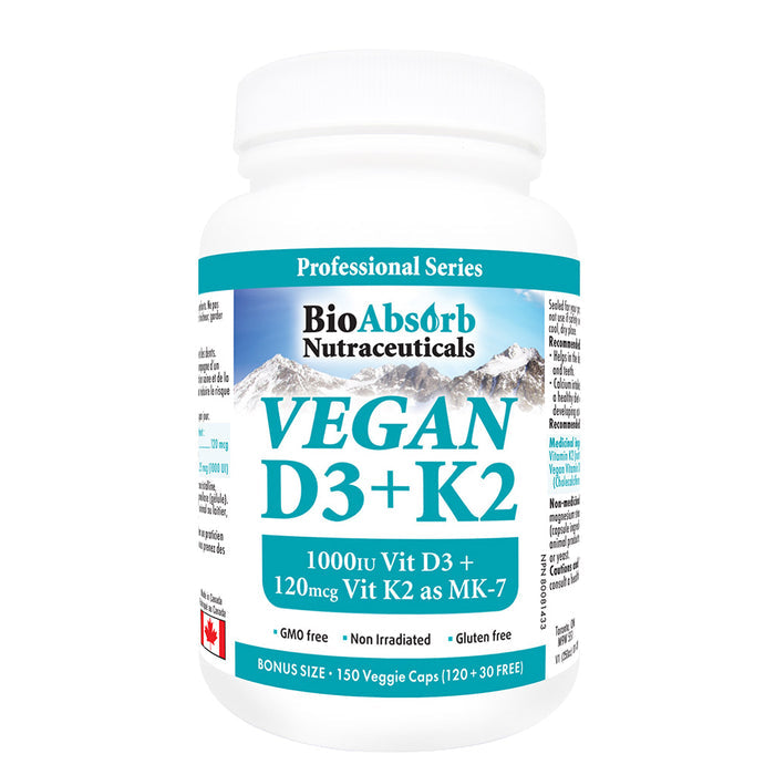 Vegan Vitamin D3 1000 IU + Vitamin K2 MK-7 Form