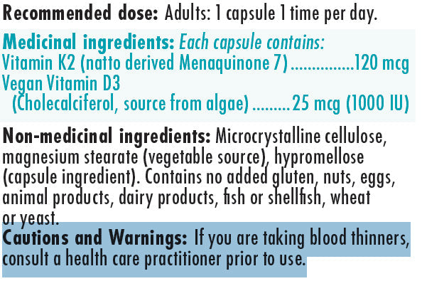 Vegan Vitamin D3 1000 IU + Vitamin K2 MK-7 Form