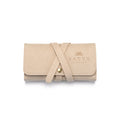Weekend Journey Travel Jewelry Wrap Holder Tan featuring a soft tan microfiber exterior, ideal for keeping your spiritual jewelry safe. This jewelry organizer is perfect for storing meaningful talismans and is a must-have for meditation and yoga enthusiasts. With its stylish design, it offers protection and embodies the essence of the sun and moon.
