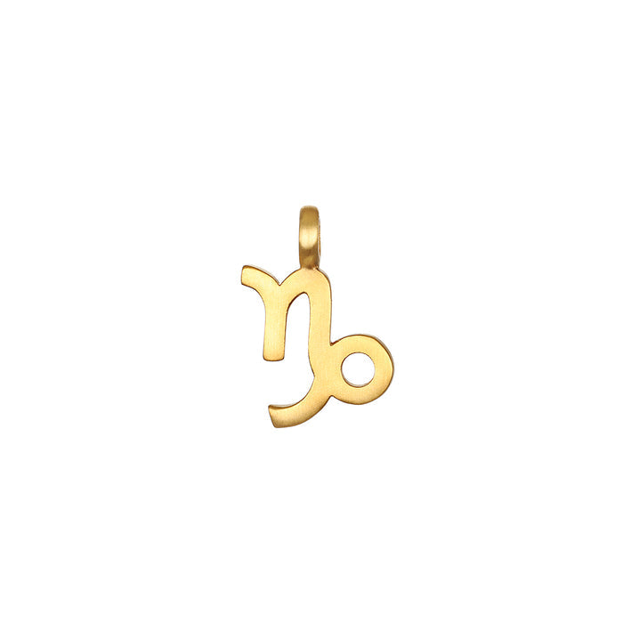 Elegant 18kt gold plated Zodiac Glyph Charm featuring the Capricorn symbol, perfect for spiritual jewelry enthusiasts seeking meaningful talismans for manifestation and meditation.